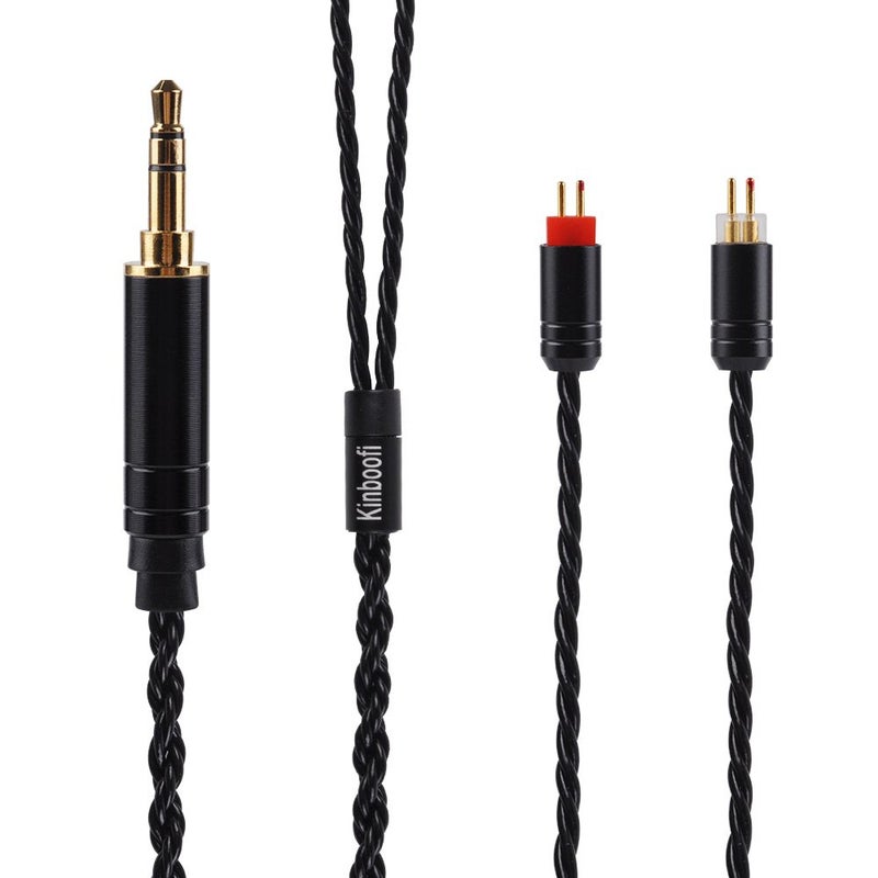 Kinboofi 6 Core Silver Plated Earphone Cable, Black Upgrade 2PIN Detachable Earphone Wire for AS10 ZS10 Pro ZS6 ZS10 ZSR ZST C10 TRN V80 V20 TFZ (3.5mm Audio Jack, 2 Pin) - Image 2